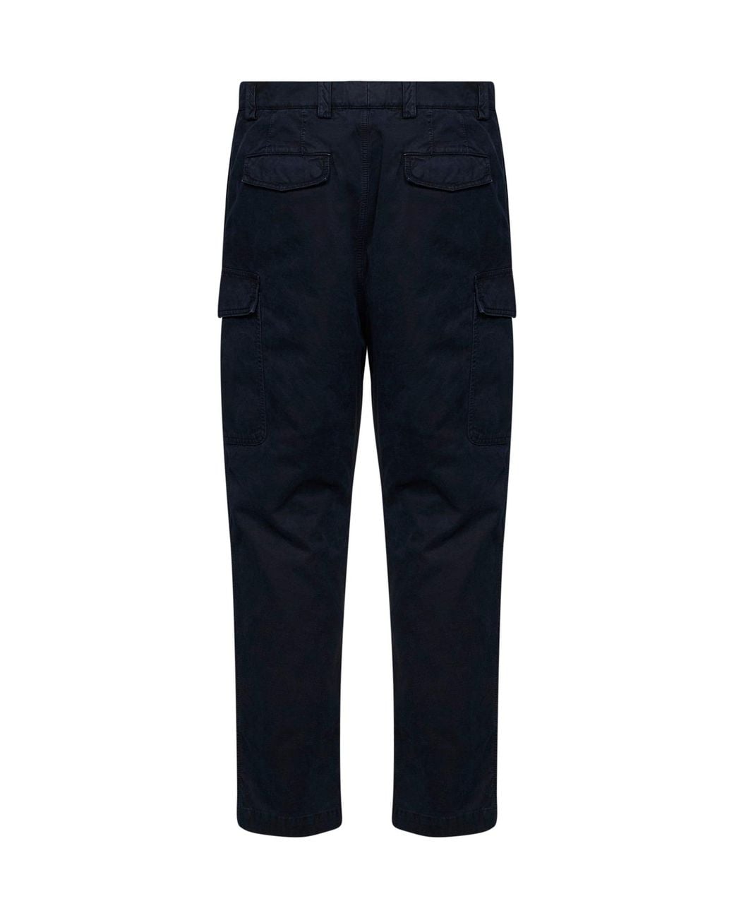 Brunello Cucinelli Blue Peached Cotton Gabardine Cargo Trousers for men