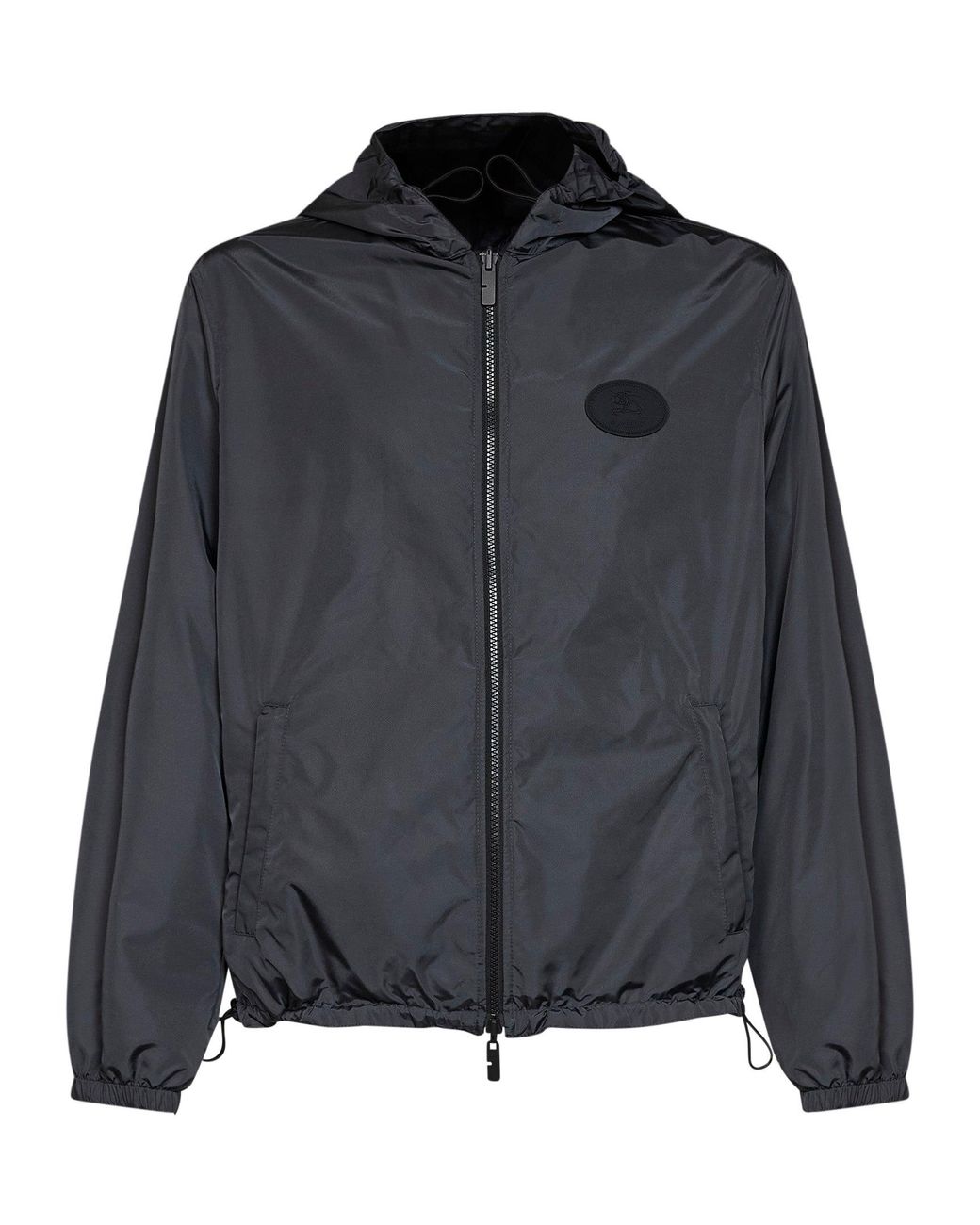Burberry Black Iron Newport Check Reversible Hooded Jacket for men