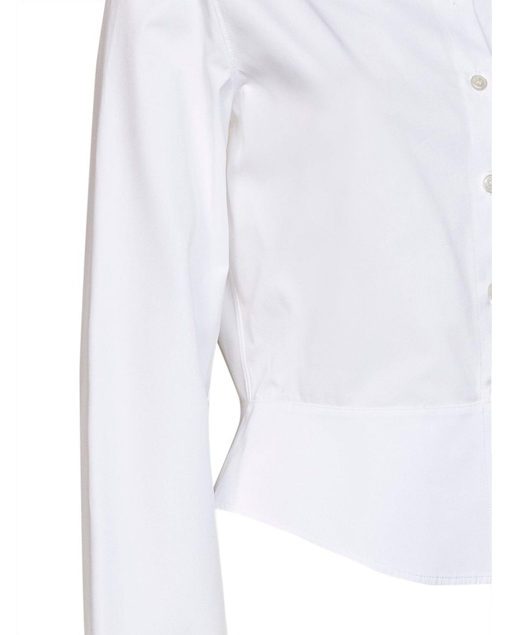 Alaïa White Cotton Poplin Peplum Shirt