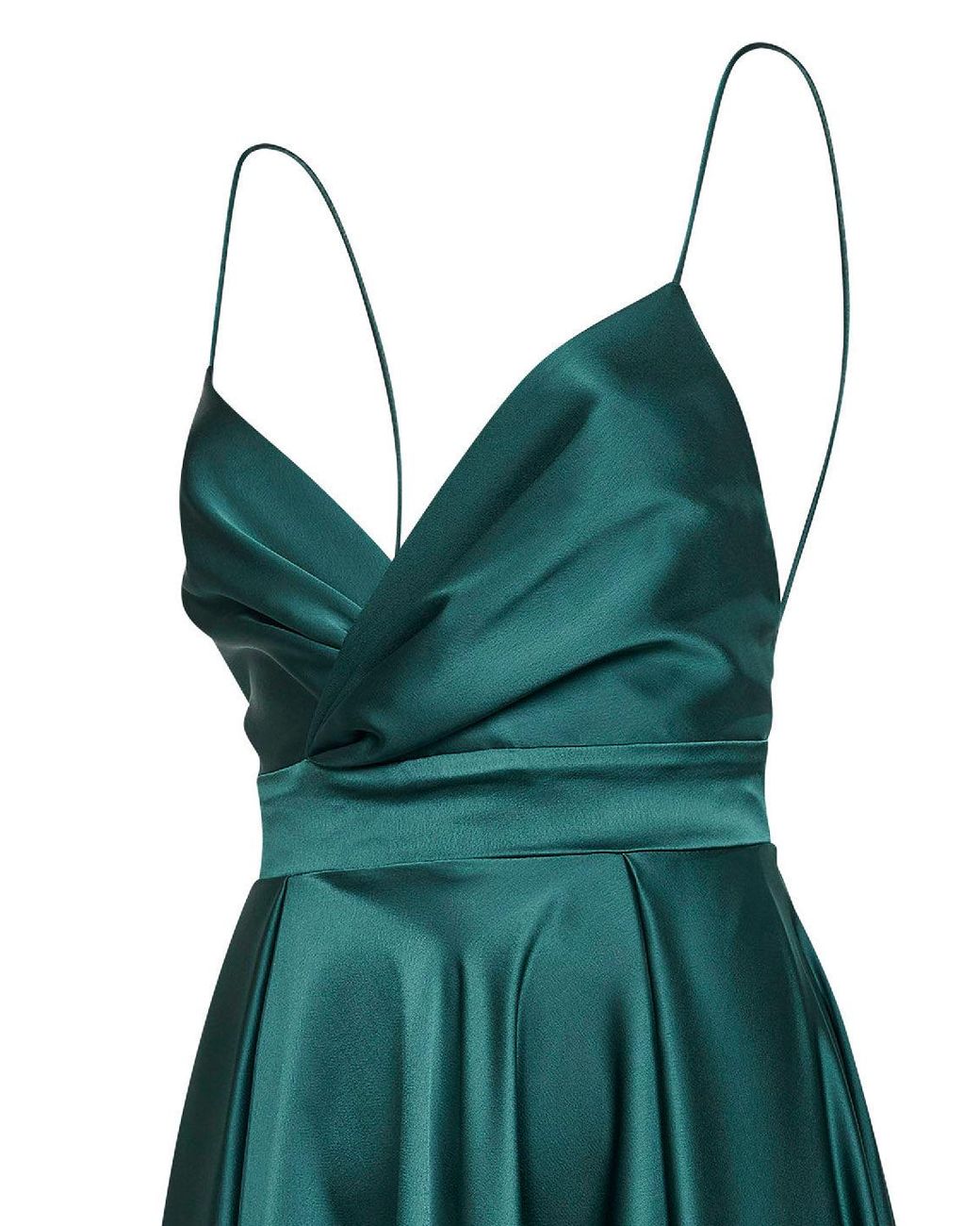 Blanca Vita Green Malachite Satin Aldi Long Dress