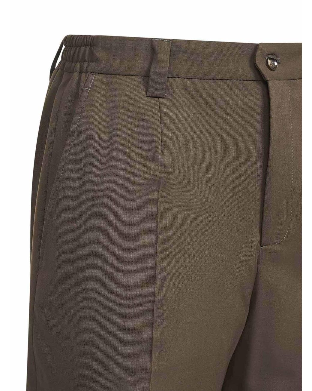 D 40 Brown Biscuit Wool Blend Twill Portofino Trousers for men