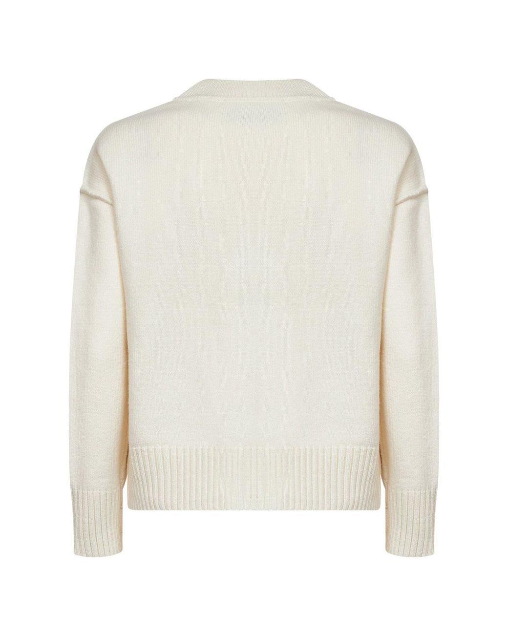 AMI White Ecru Felted Merino Wool Ami De Cœur Cardigan