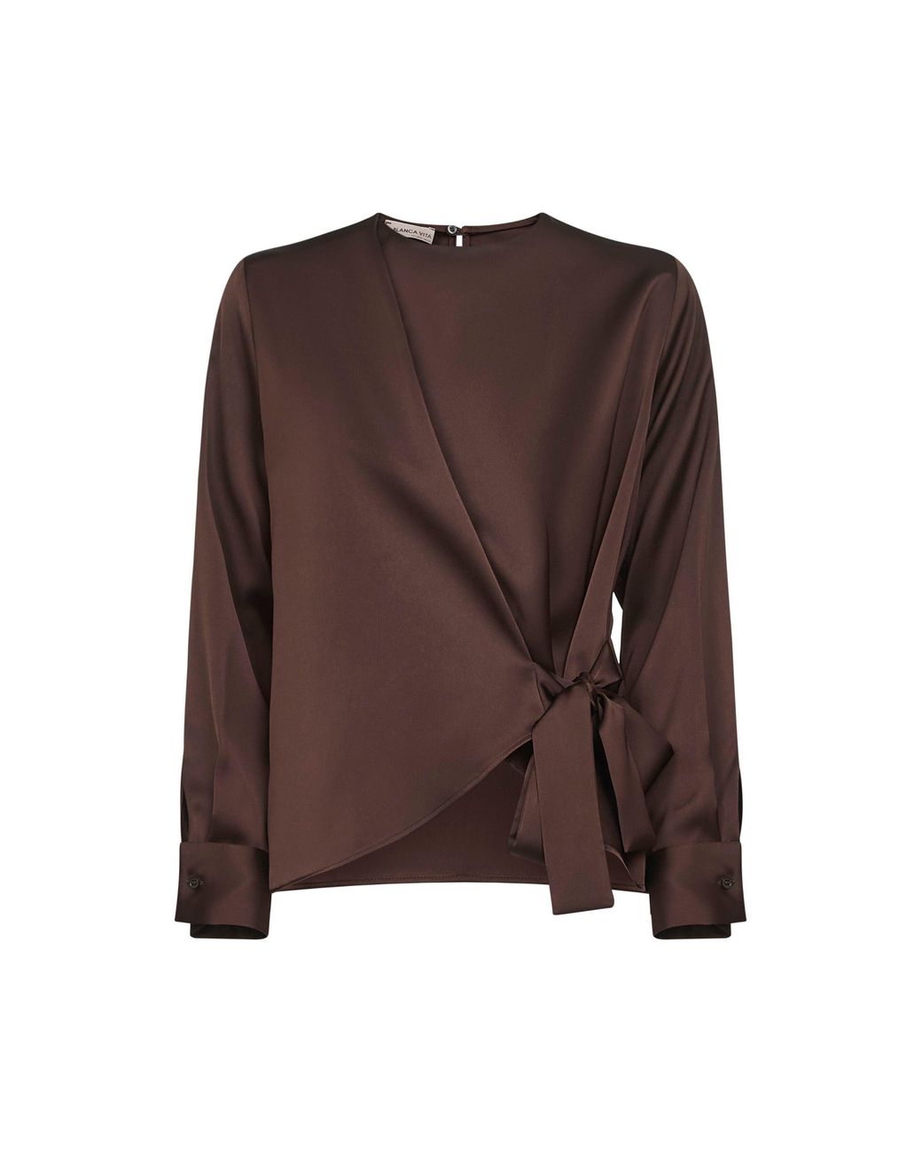 Blanca Vita Brown Coffee Satin Cesta Blouse