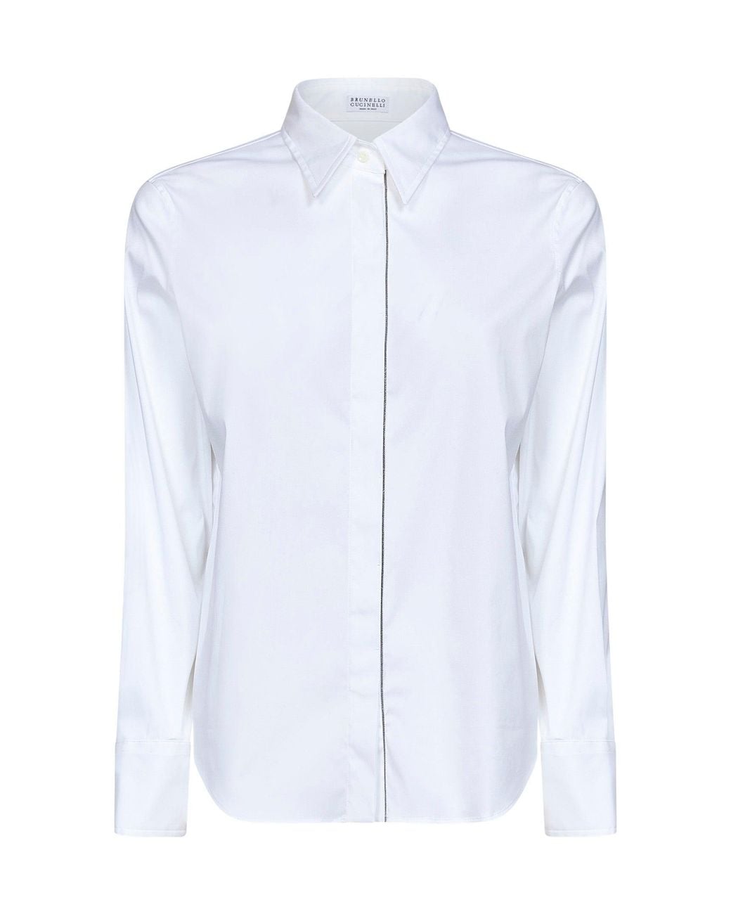 Brunello Cucinelli White Shirt Stretch Poplin Lyocell