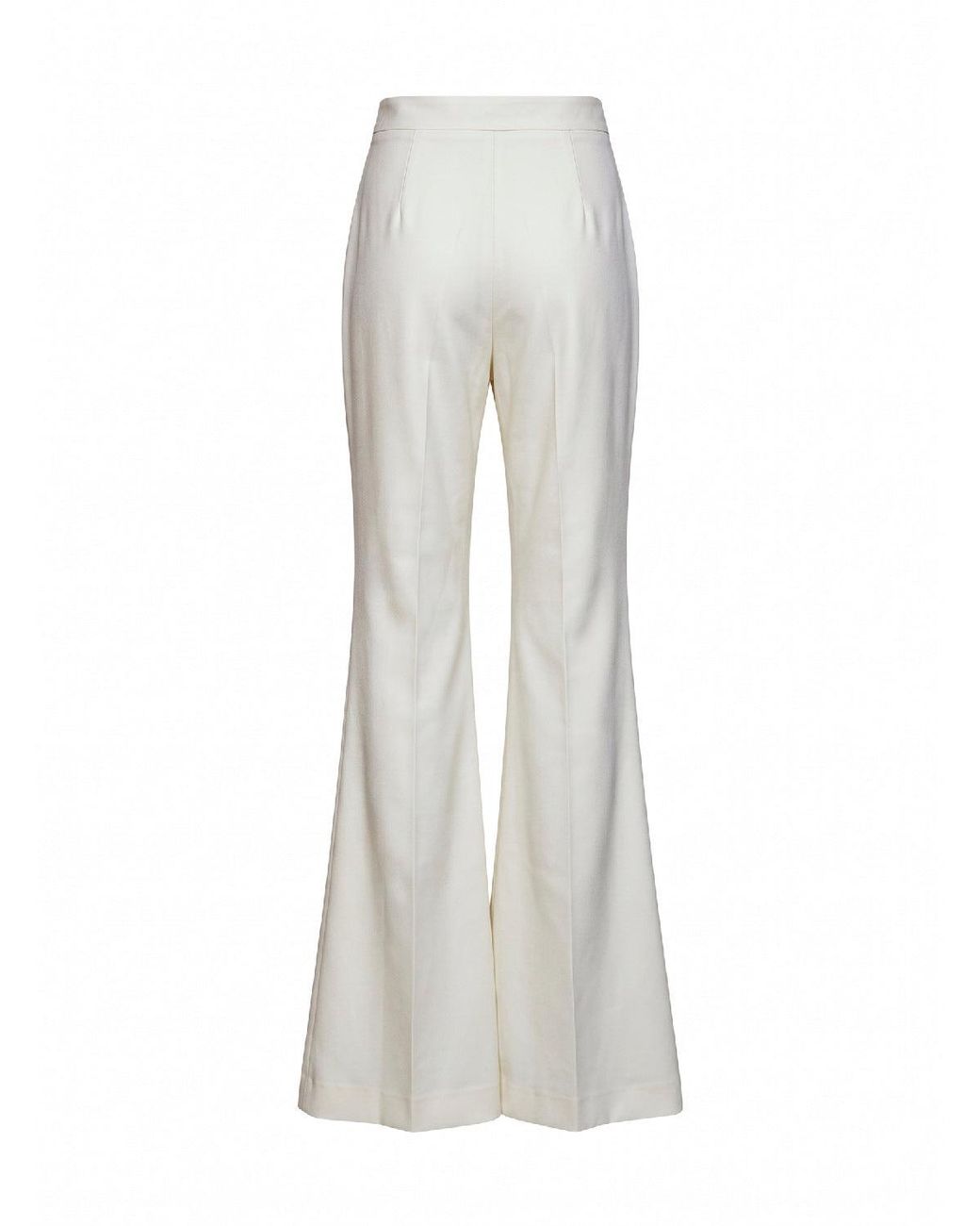 Costarellos White Ecru Stretch Wool Daline Flared Trousers