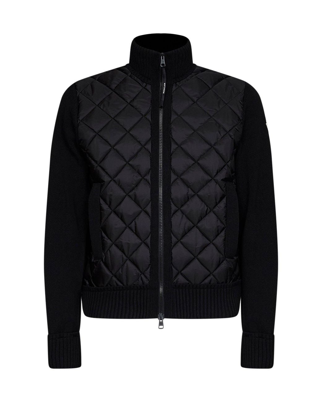 Moncler Black Wool And Cashmere Blend Zip-Up Padded Cardigan for men