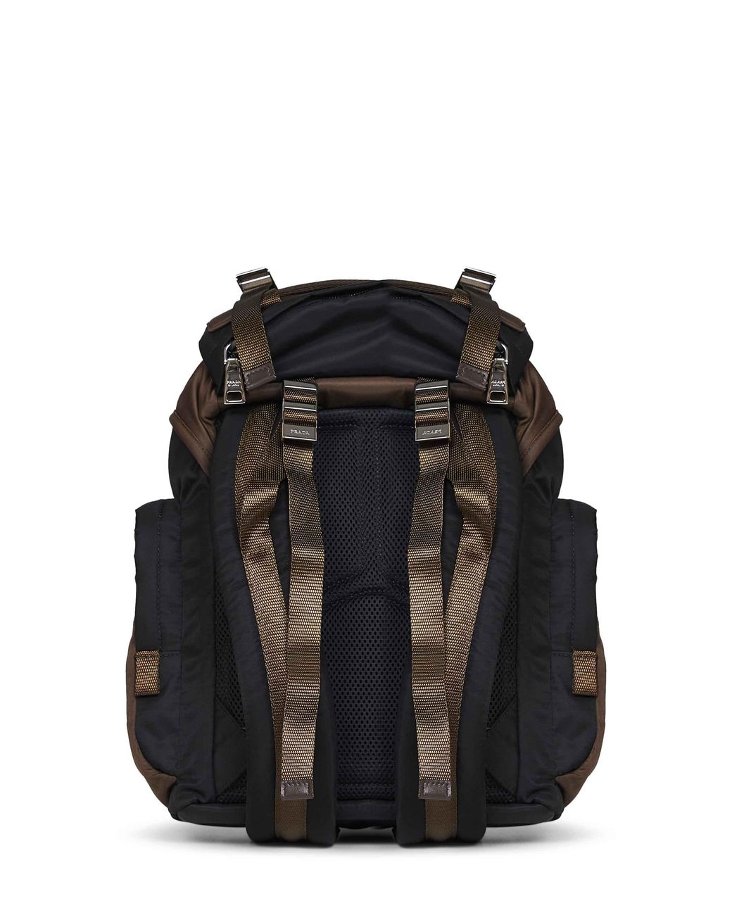 PRADA VIAGGIO Black And Burnt Re-Nylon Backpack for men