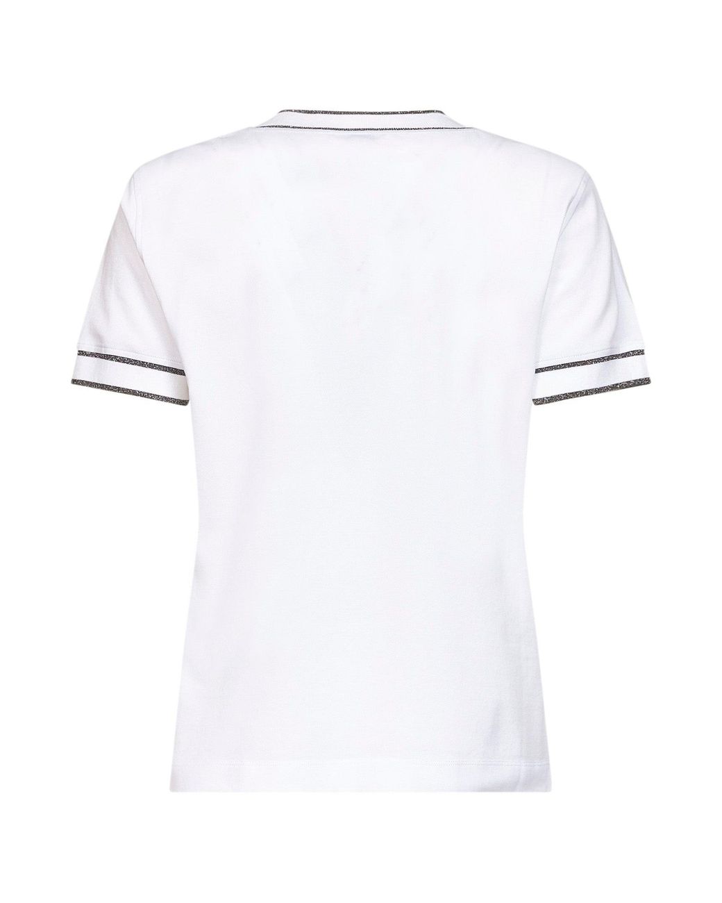 Brunello Cucinelli White Stretch Cotton Piqué Logo T-Shirt