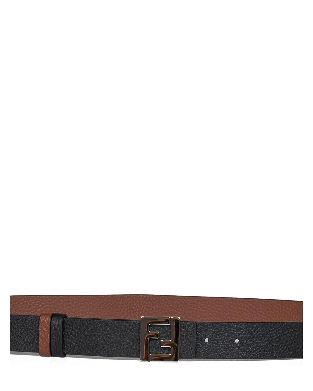 Fendi White And Dark Leather 30 Mm Reversible Ff Belt for men