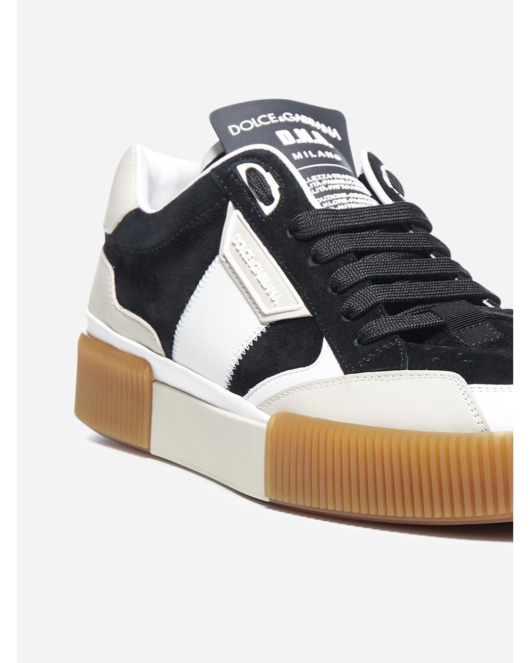 Dolce Gabbana Miami Leather And Suede Sneakers With D.n.a. Label
