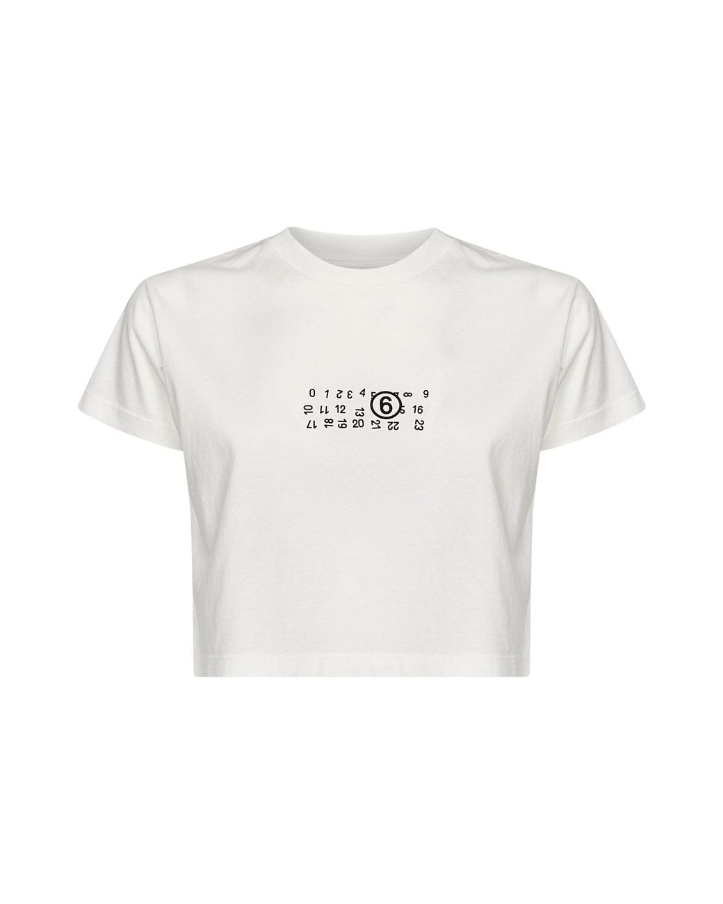 MM6 by Maison Margiela White Jersey Cropped T-Shirt With Flipped Print