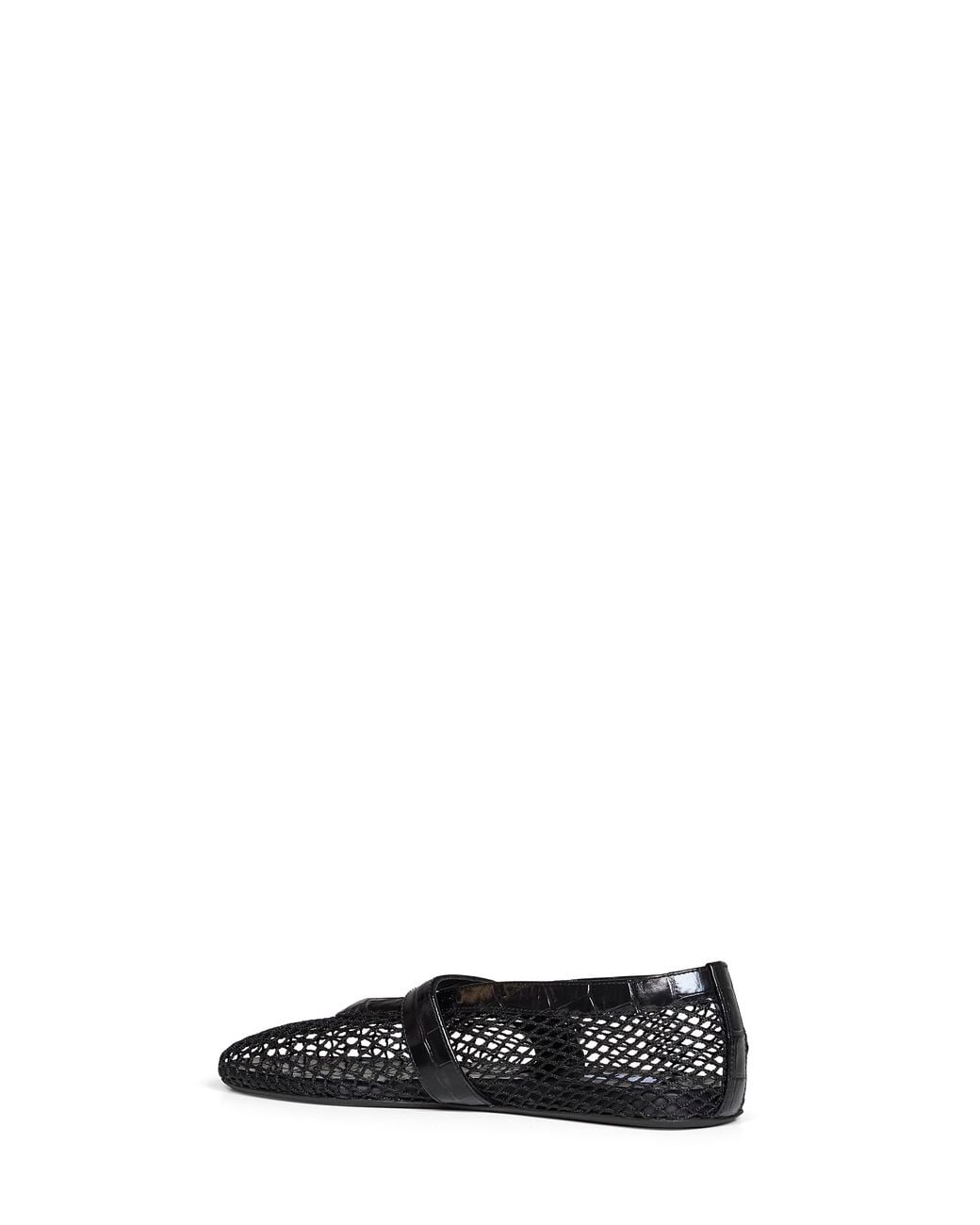 Alaïa Black Mesh And Crocodile-Embossed Leather Ballet Flats