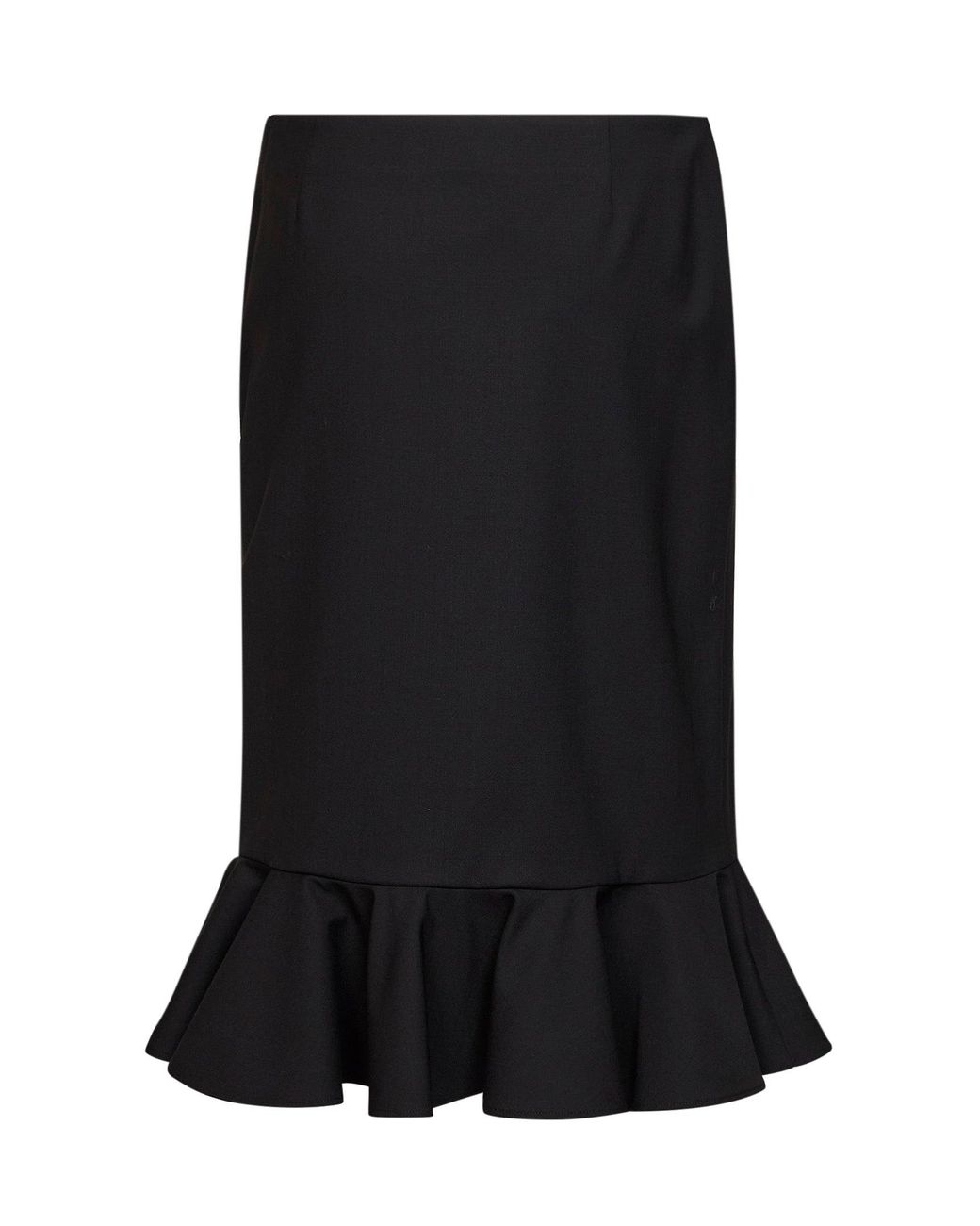 GIUSEPPE DI MORABITO Black Virgin Wool Midi Skirt With Ruffle