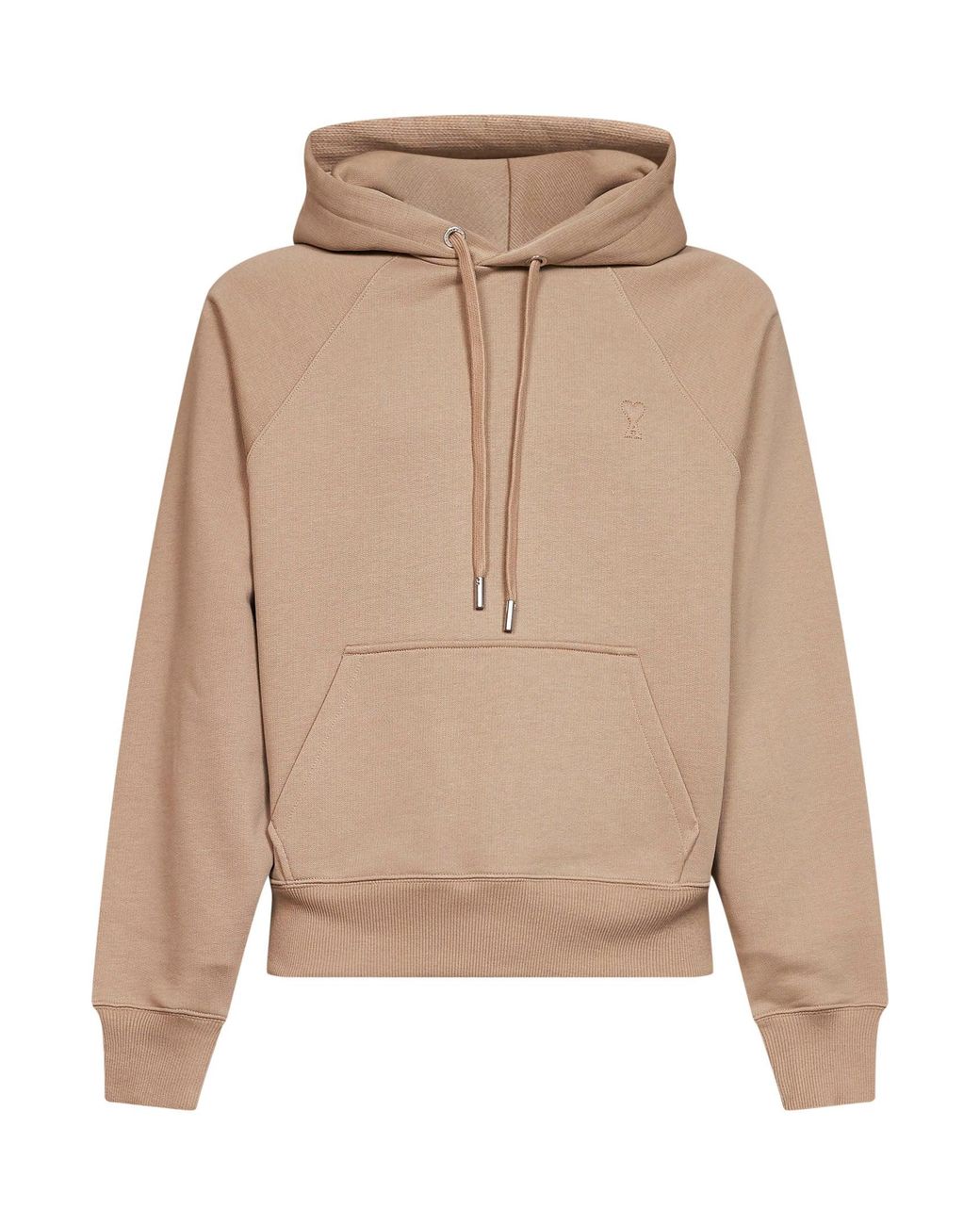 AMI Natural Loopback Jersey Ami De Cœur Embossed Hoodie for men