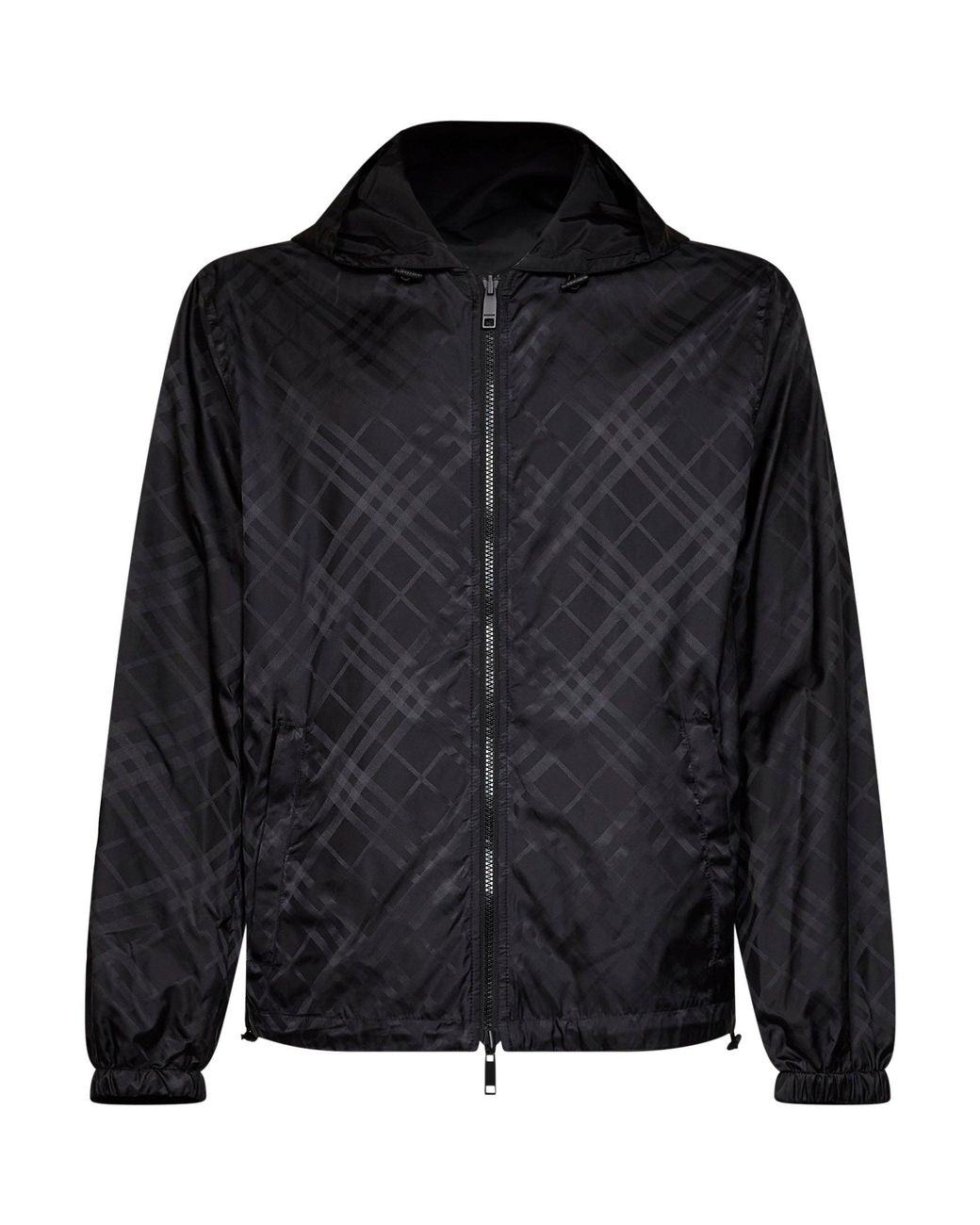 Burberry Black Newport Check Reversible Hooded Jacket for men