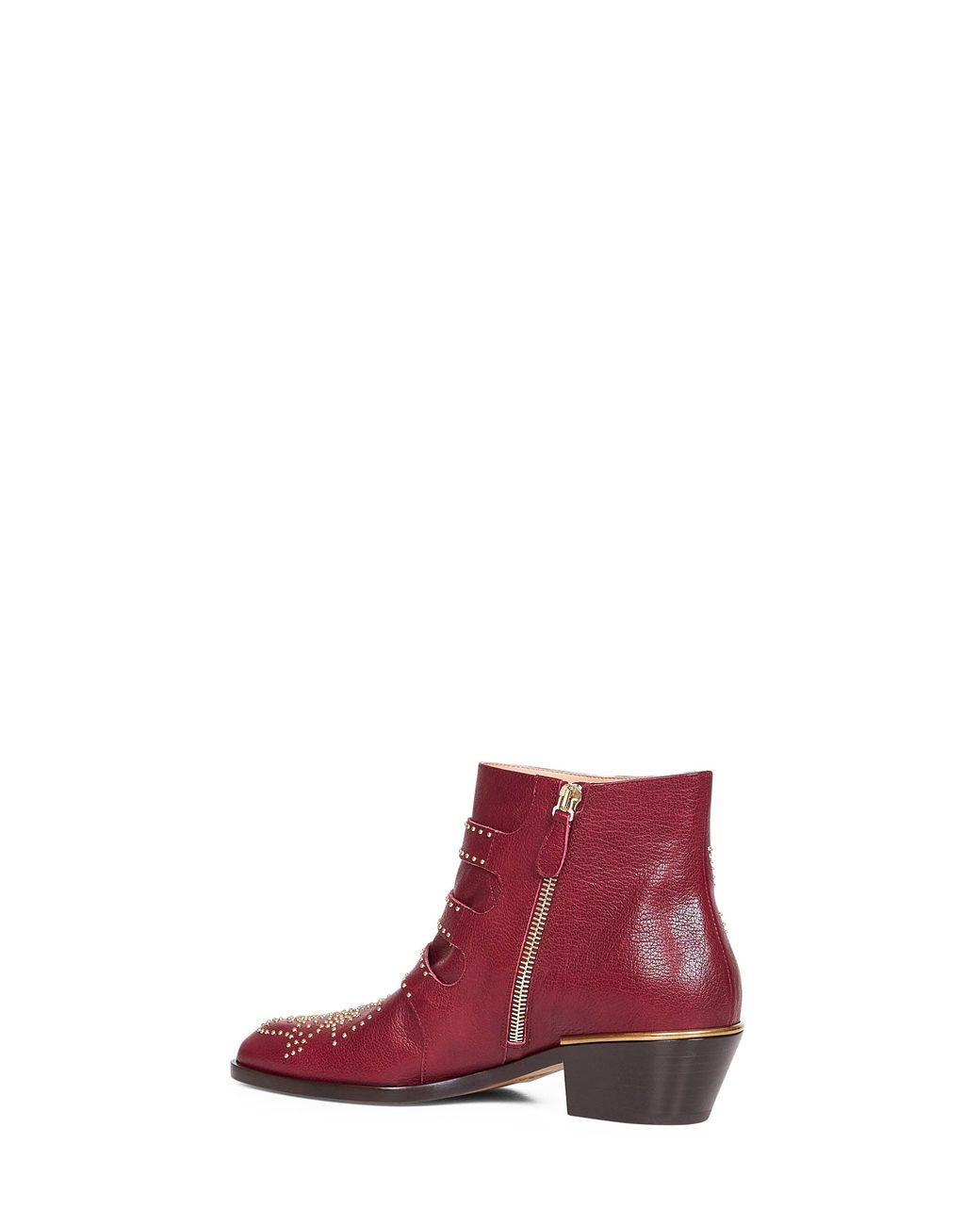 Chloé Red Chloã Grenat Leather Susanna Ankle Boots