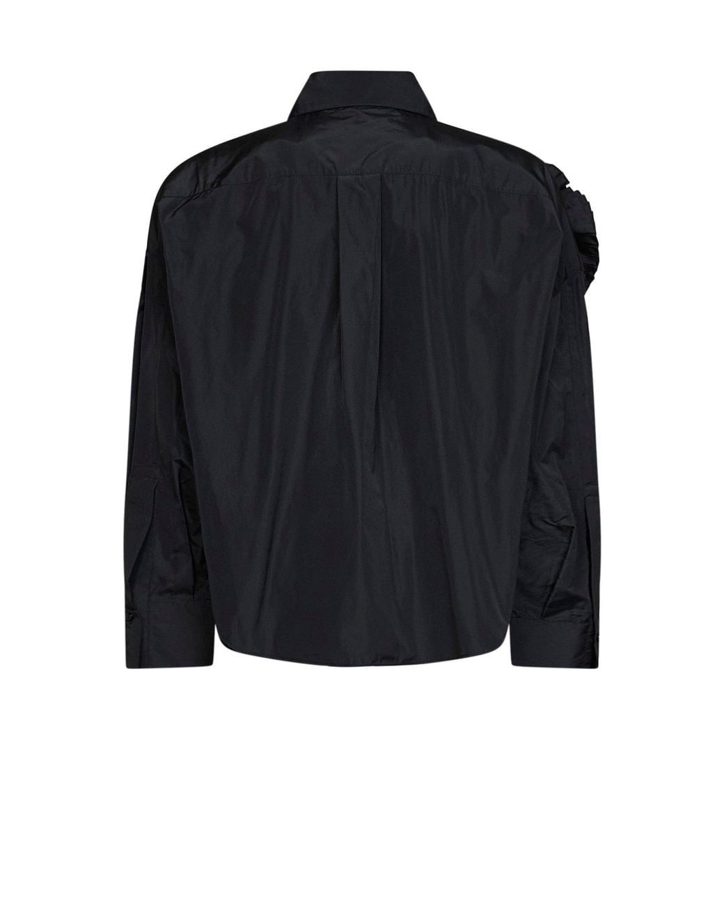 Blumarine Black Taffeta Loose Shirt With 3D Roses