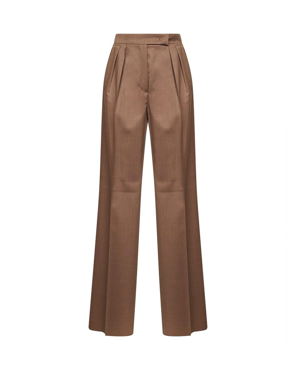 Max Mara Brown Hazelnut Twill Mxmzimino Straight Trousers