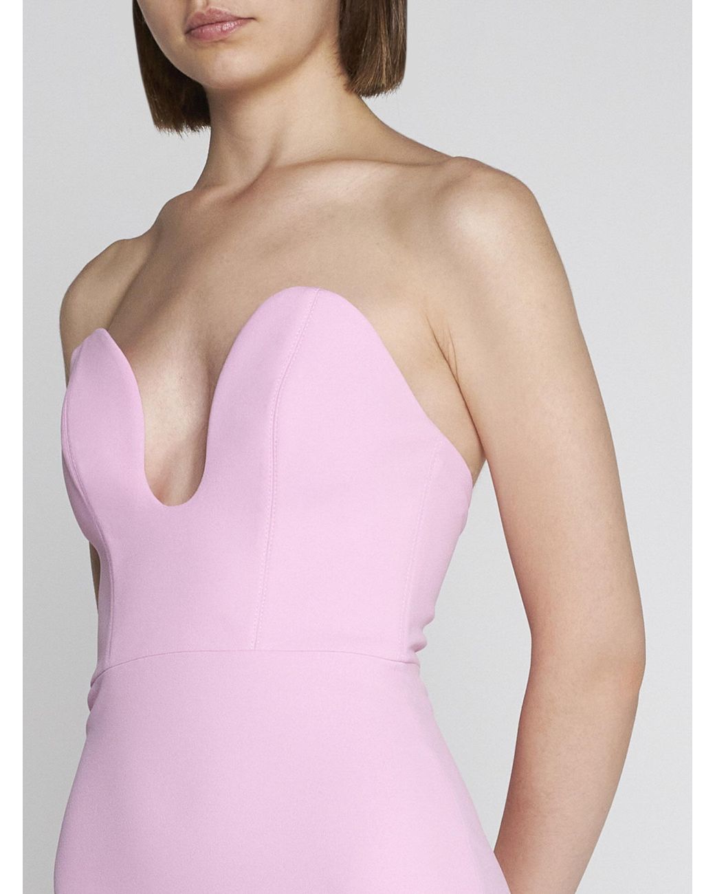 Bcbg strapless top crepe gown