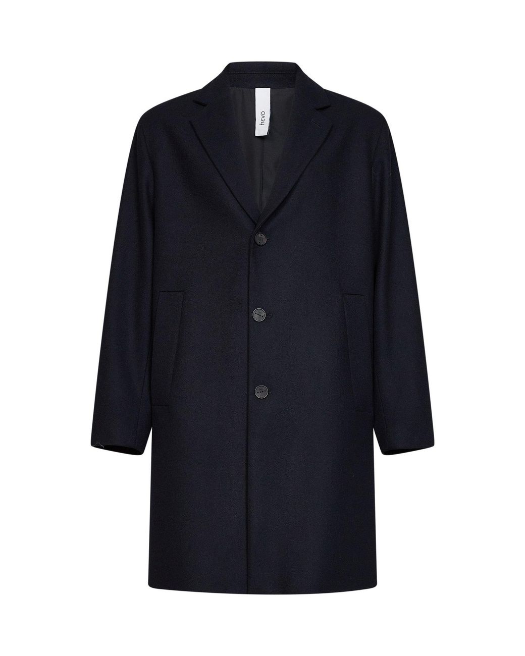 Hevò Blue Wool-Blend Cassano Single-Breasted Coat for men