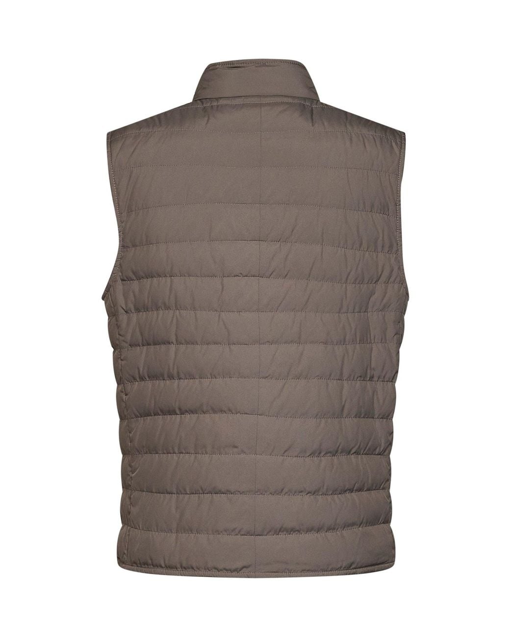 Brunello Cucinelli Brown Washed Army Bonded Nylon Padded Vest for men