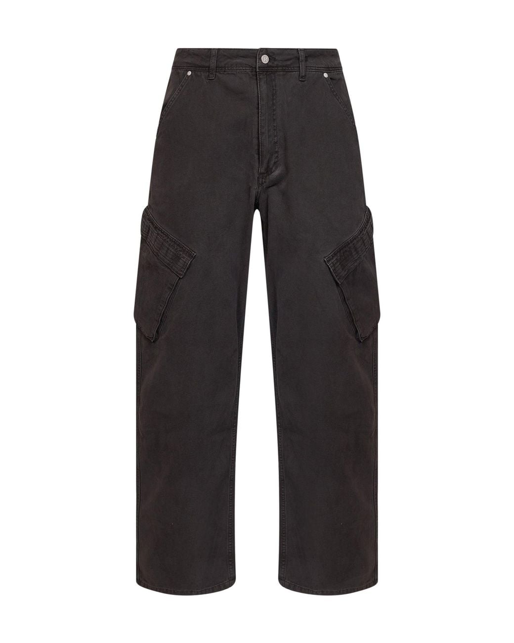 Represent Black Cotton Twill Cargo Trousers for men