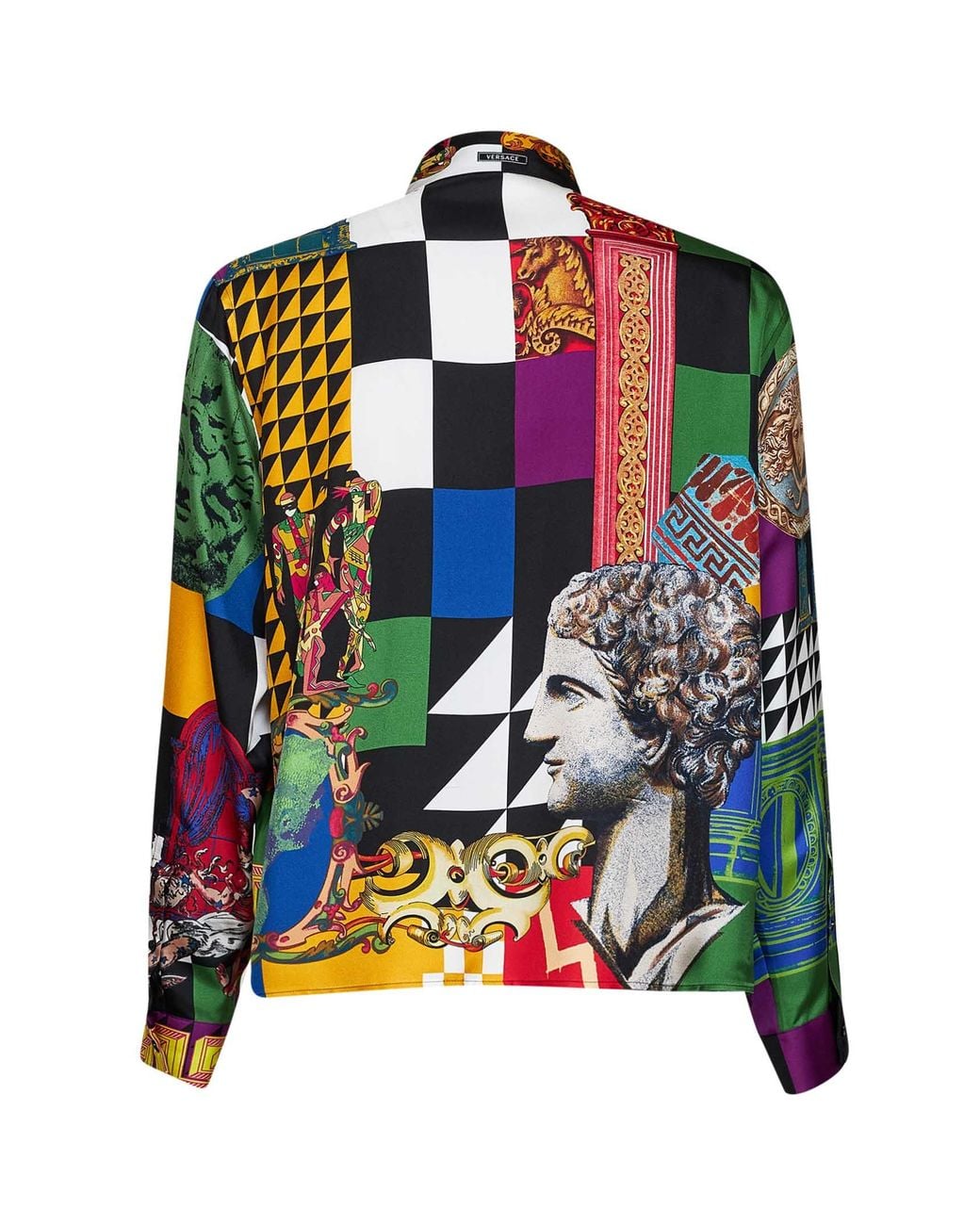 Versace Blue Printed Silk Twill Regular-Fit Shirt for men