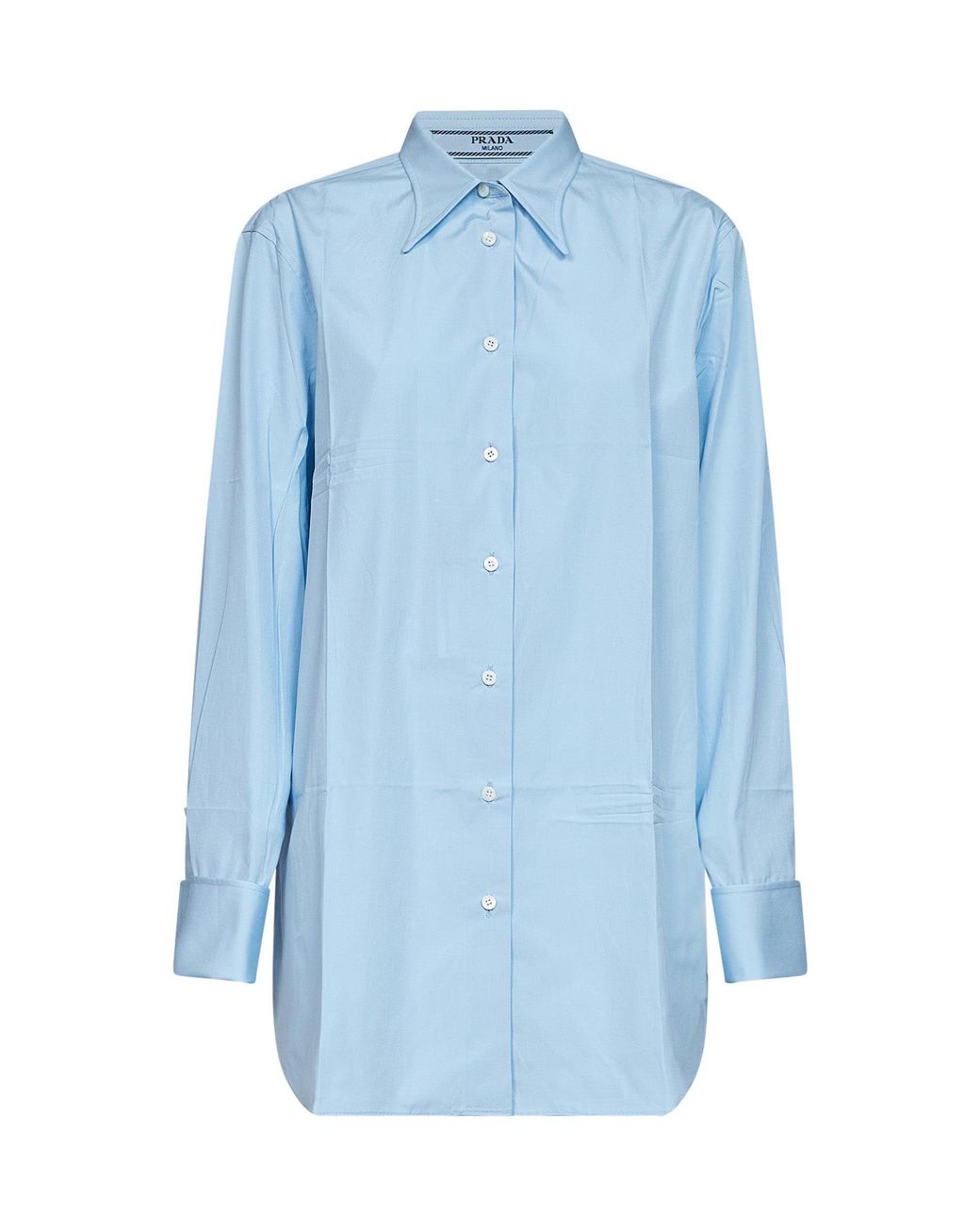 Prada Abbigliamento Blue Sky Poplin Long-Sleeved Shirt