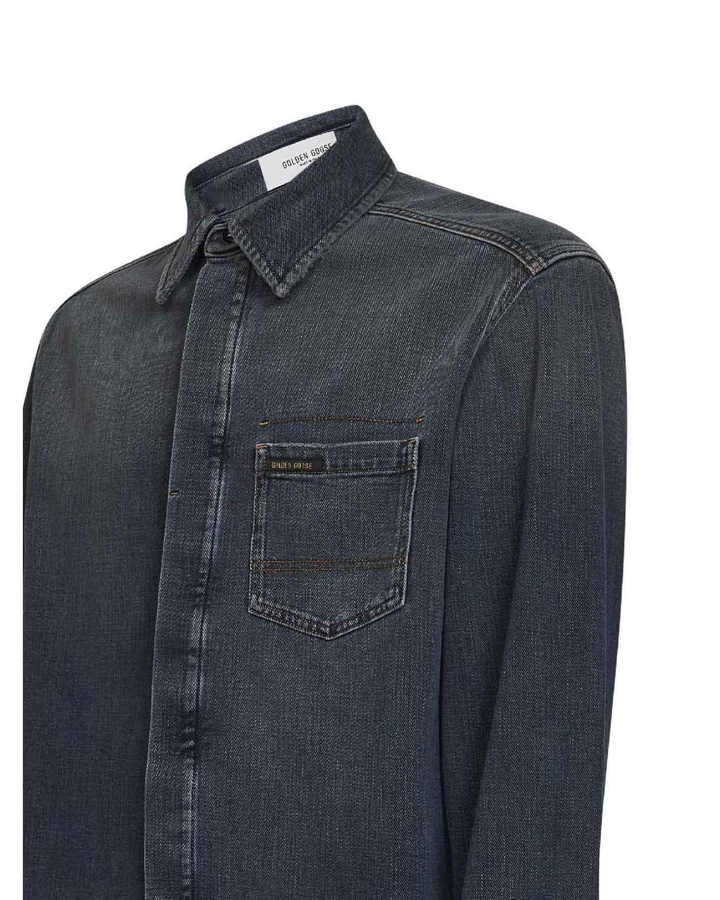 Golden Goose Deluxe Brand Blue Lightweight Cotton Denim Roger Journey Shirt for men