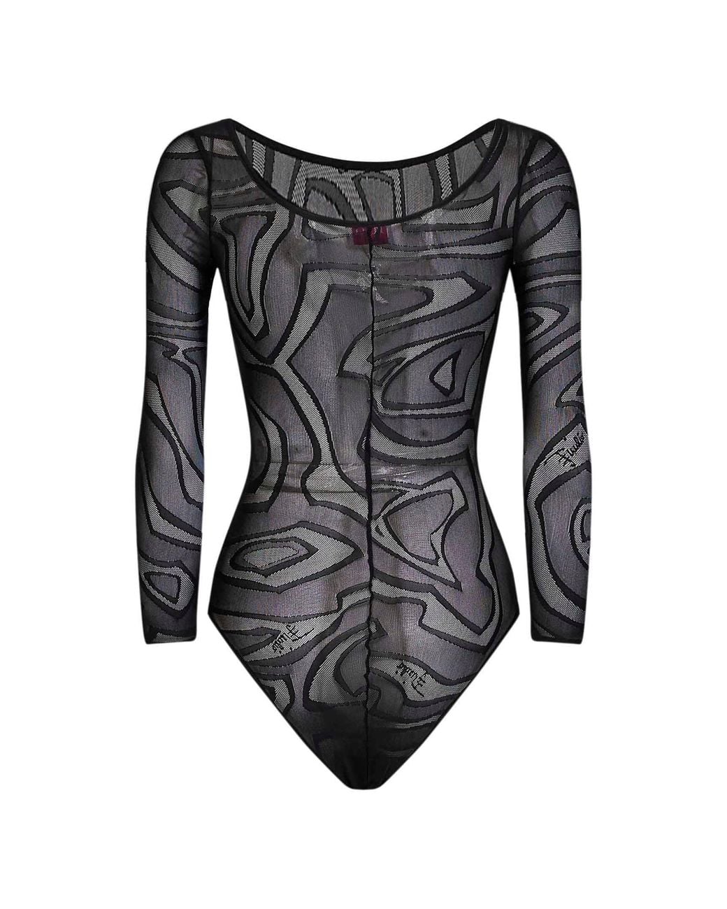 Emilio Pucci Black Stretch Tulle Bodysuit With Labirinto Pattern