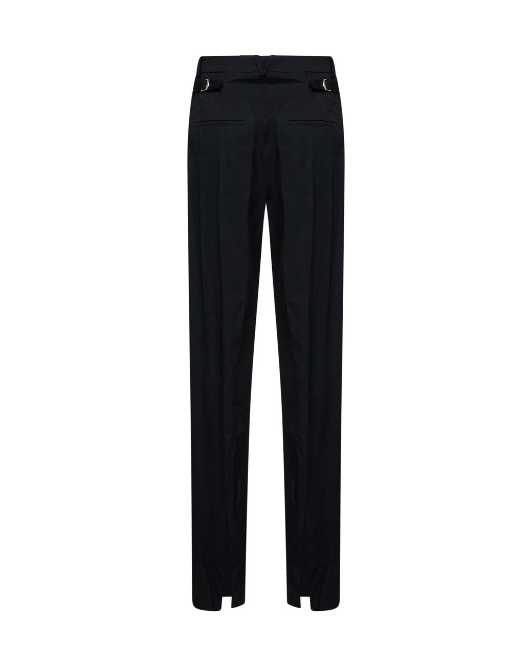 Bottega Veneta Black Grain De Poudre Wool Trousers With Tabs
