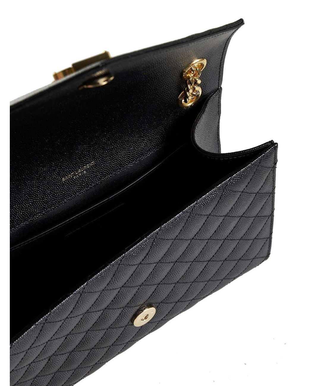 Saint Laurent Black Envelope Quilted Leather Medium Bag