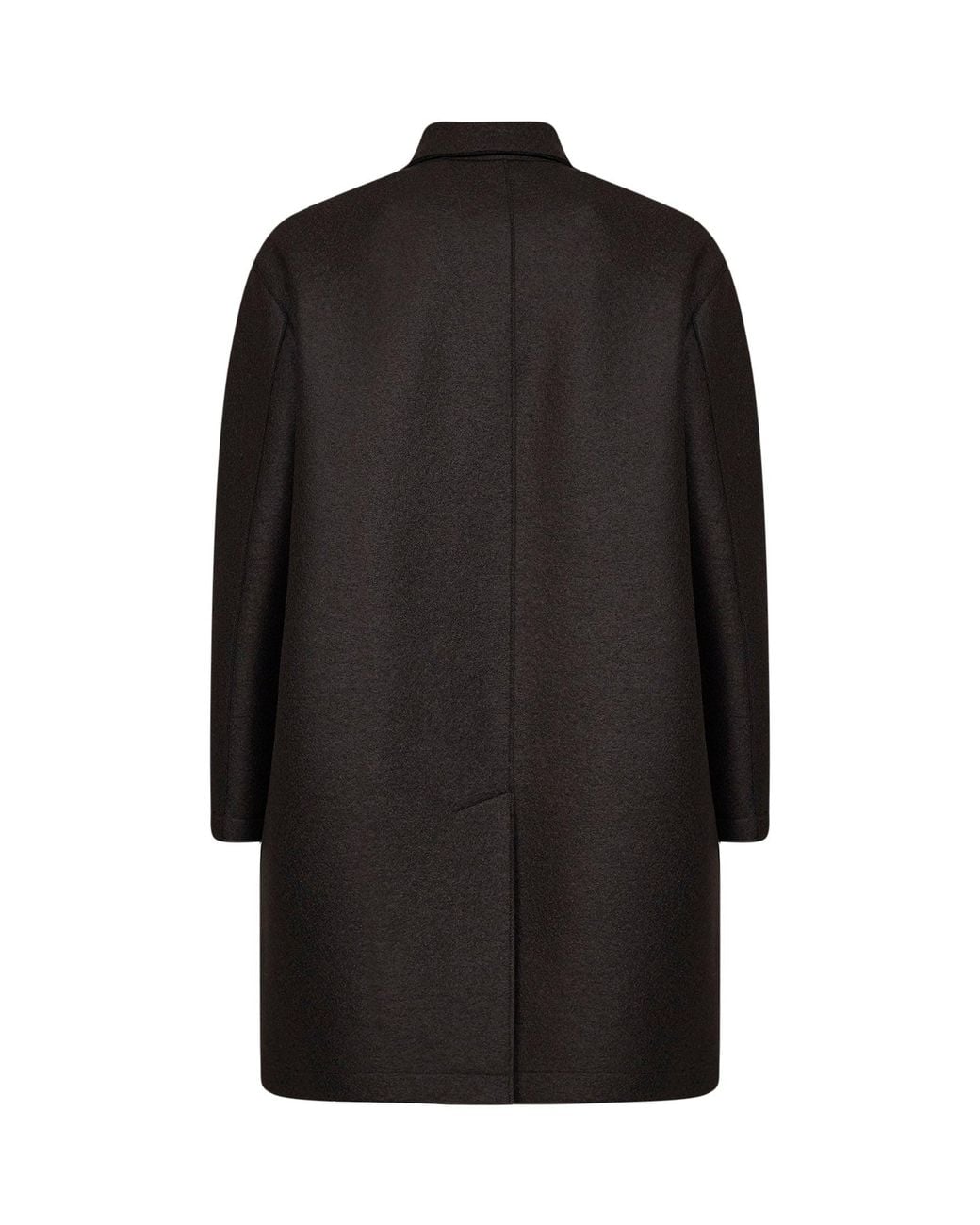 Harris Wharf London Black Dark Felted Wool Single-Breasted Zipped Coat for men