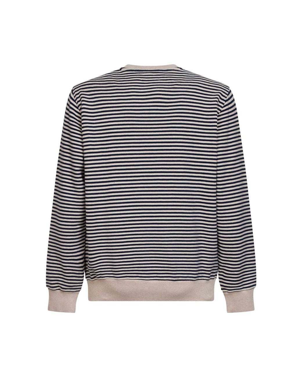 Mc2 Saint Barth White And Cream Striped Cotton And Linen Ponza Sweatshirt for men