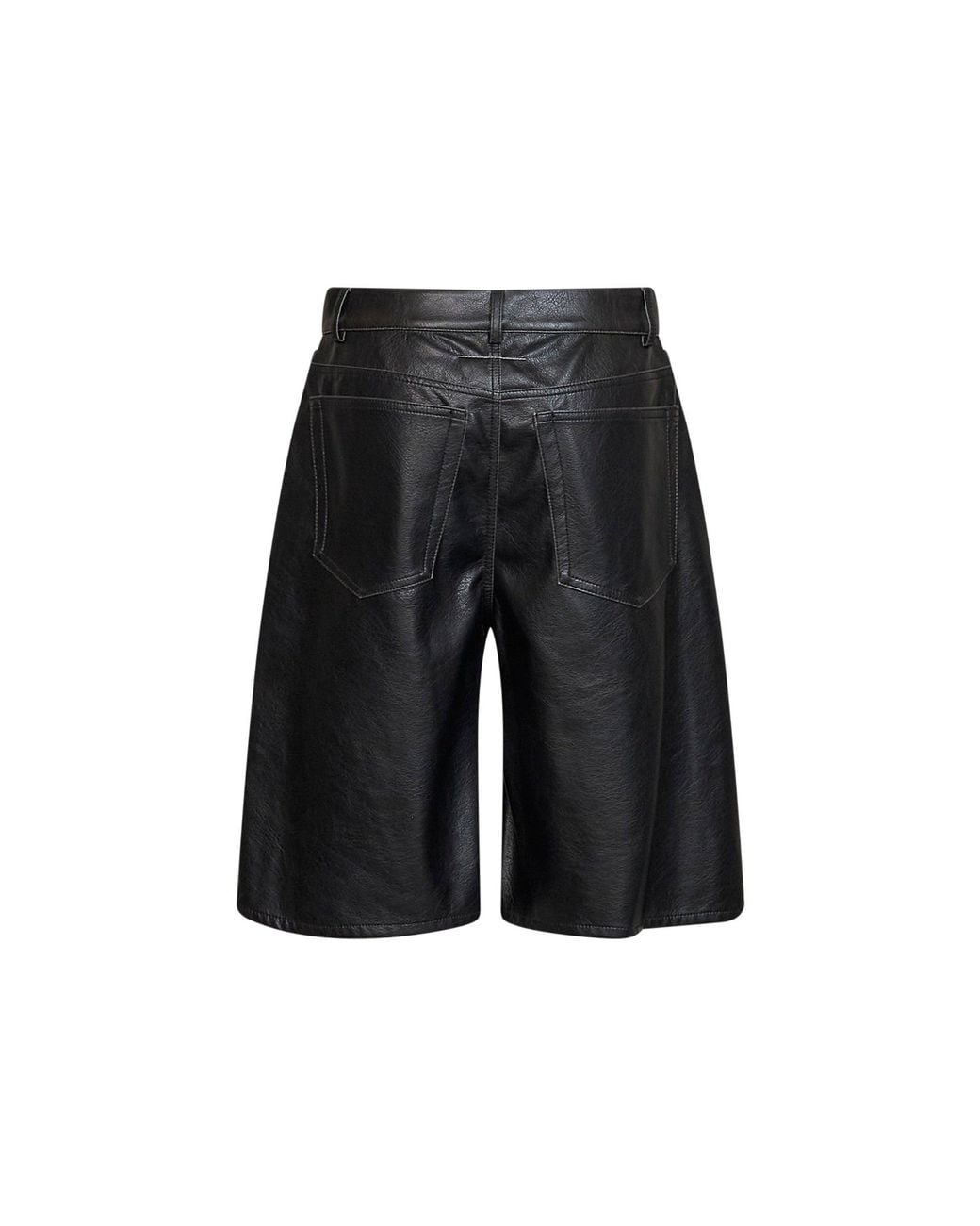 MM6 by Maison Margiela Black Faux Leather Bermuda Shorts
