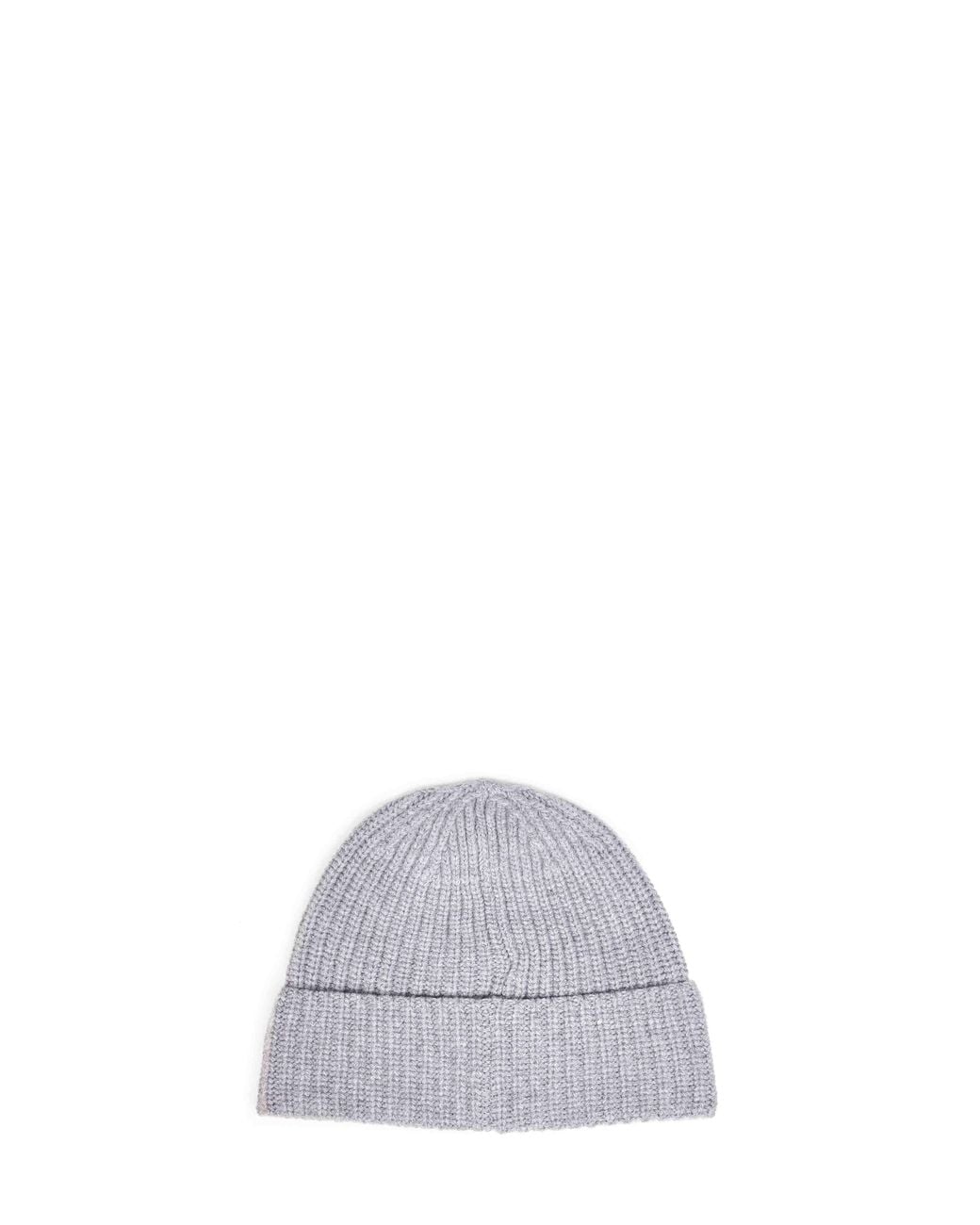 Stone Island White Melange Ribbed Rws Geelong Wool Knit Beanie for men