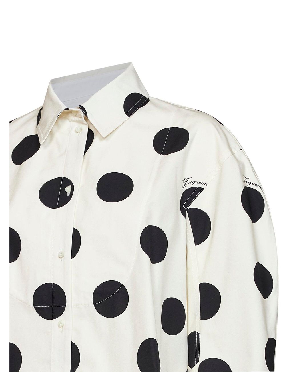 Jacquemus White Polka-Dot Cotton Poplin The Citta Classic Shirt