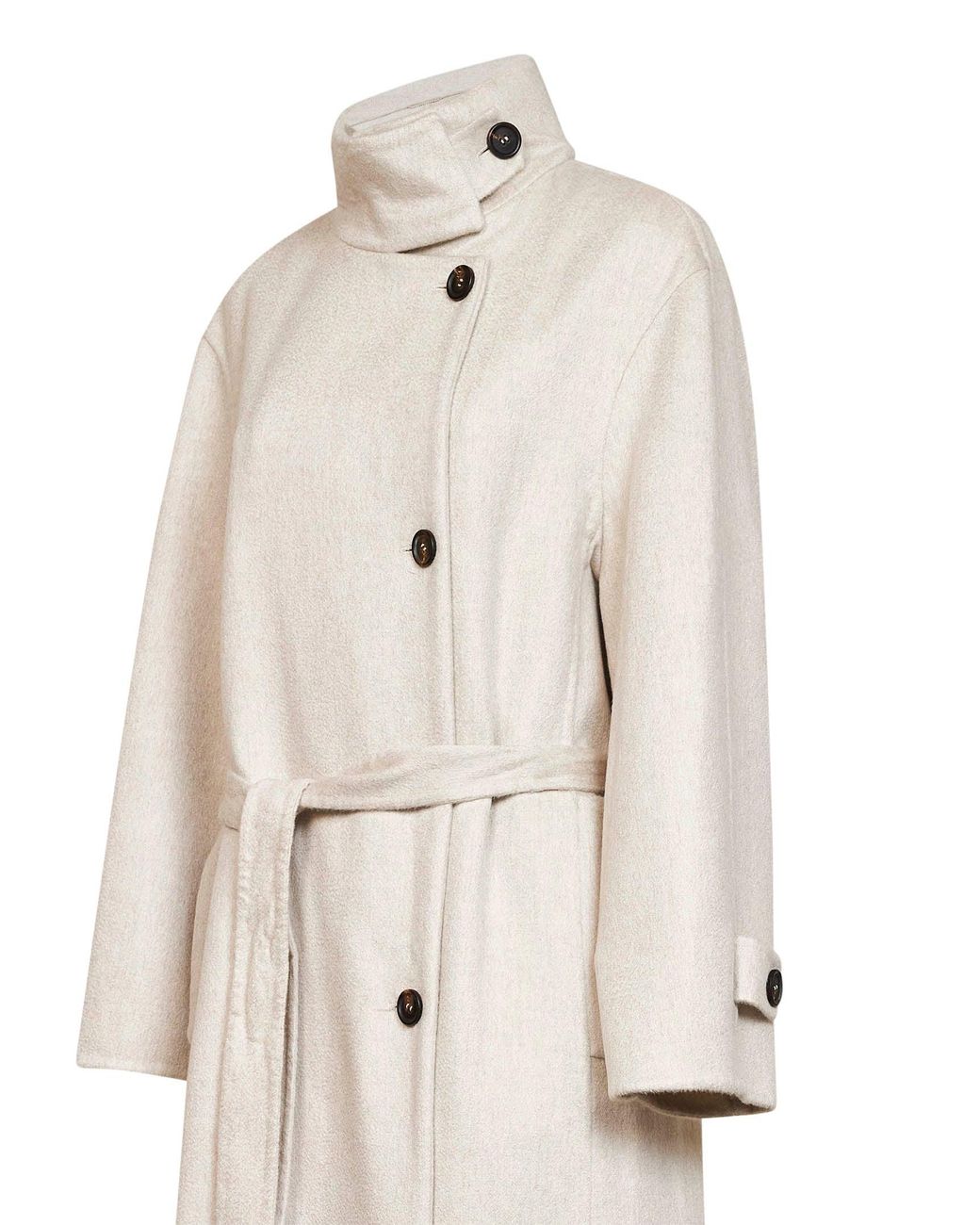Brunello Cucinelli White Ivory Double-Breasted Cashmere Coat