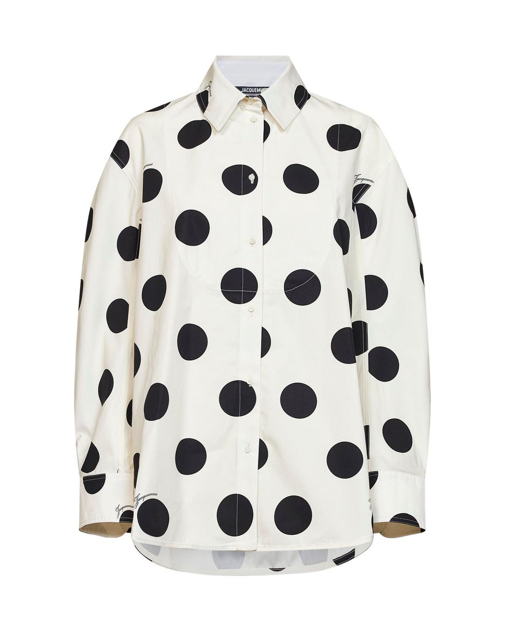 Jacquemus White Polka-Dot Cotton Poplin The Citta Classic Shirt