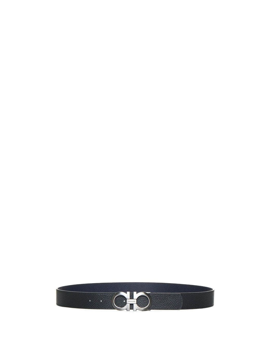 Ferragamo White Leather Reversible Gancini Belt for men