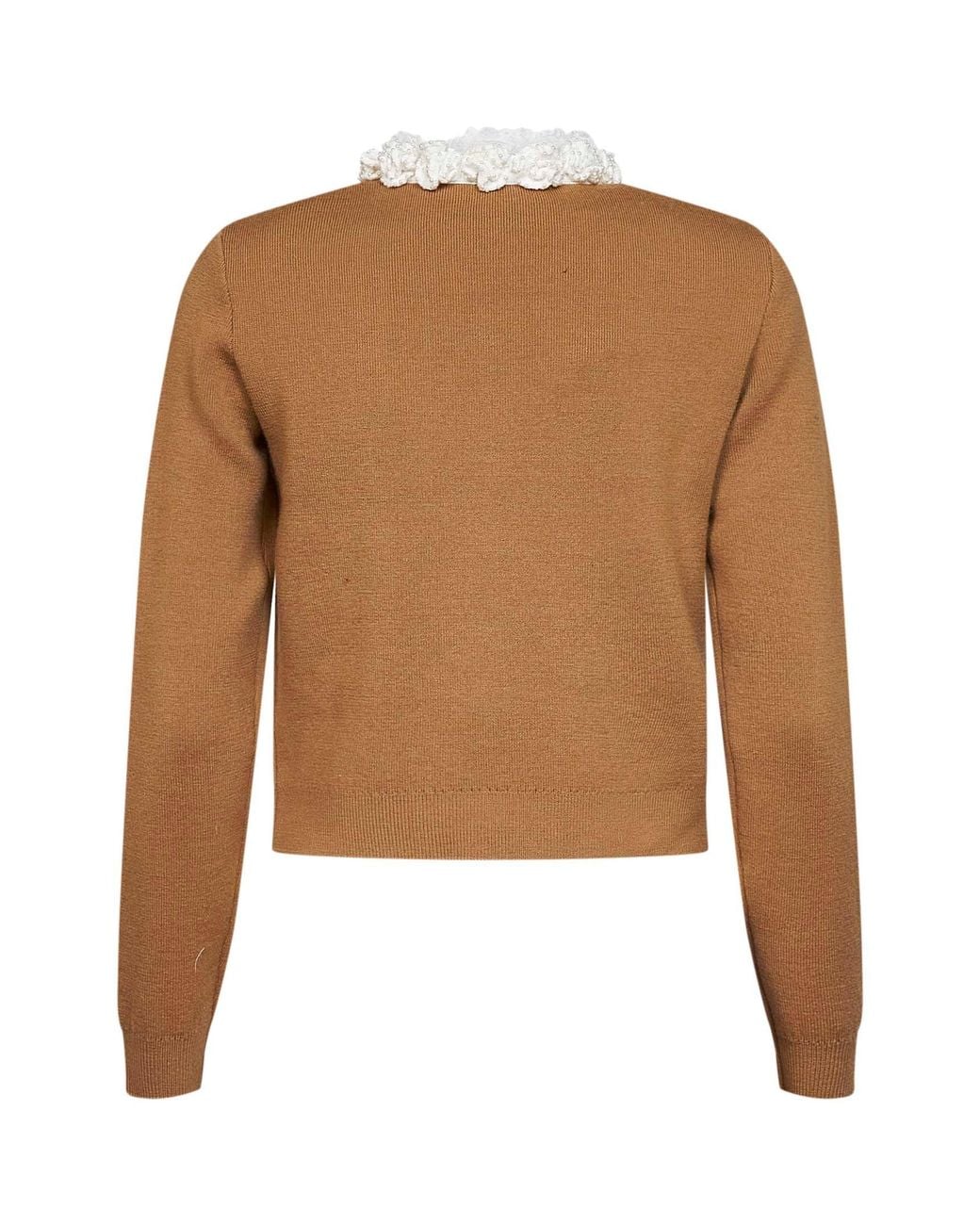 Self-Portrait Brown Wool-Blend Knit Embellished Cardigan