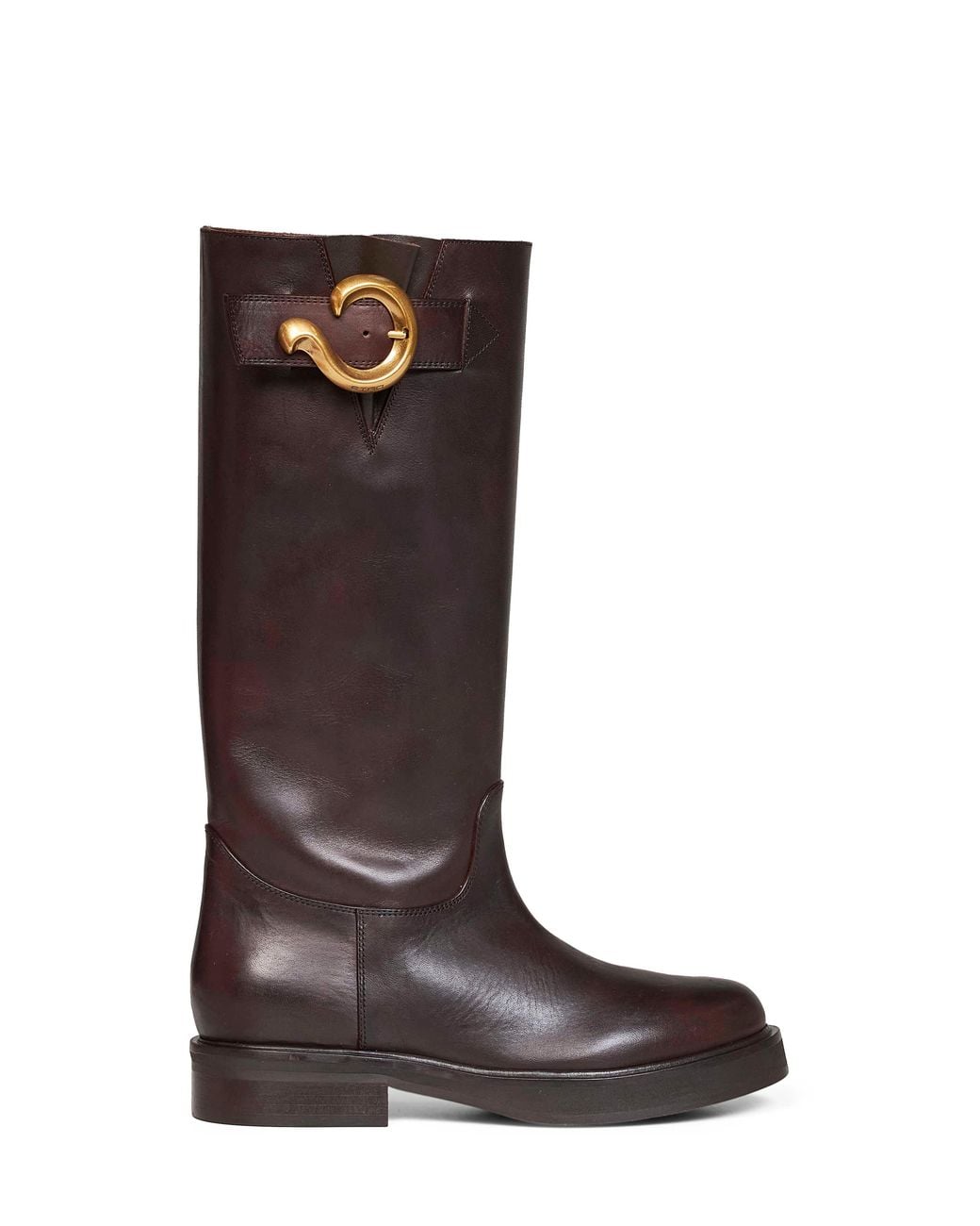 Etro Brown Leather High Boots With Paisley Buckle