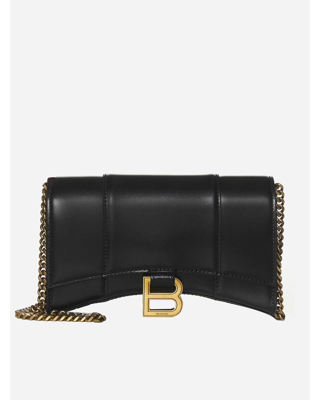Balenciaga Hourglass Leather Wallet On Chain Bag in Black Lyst