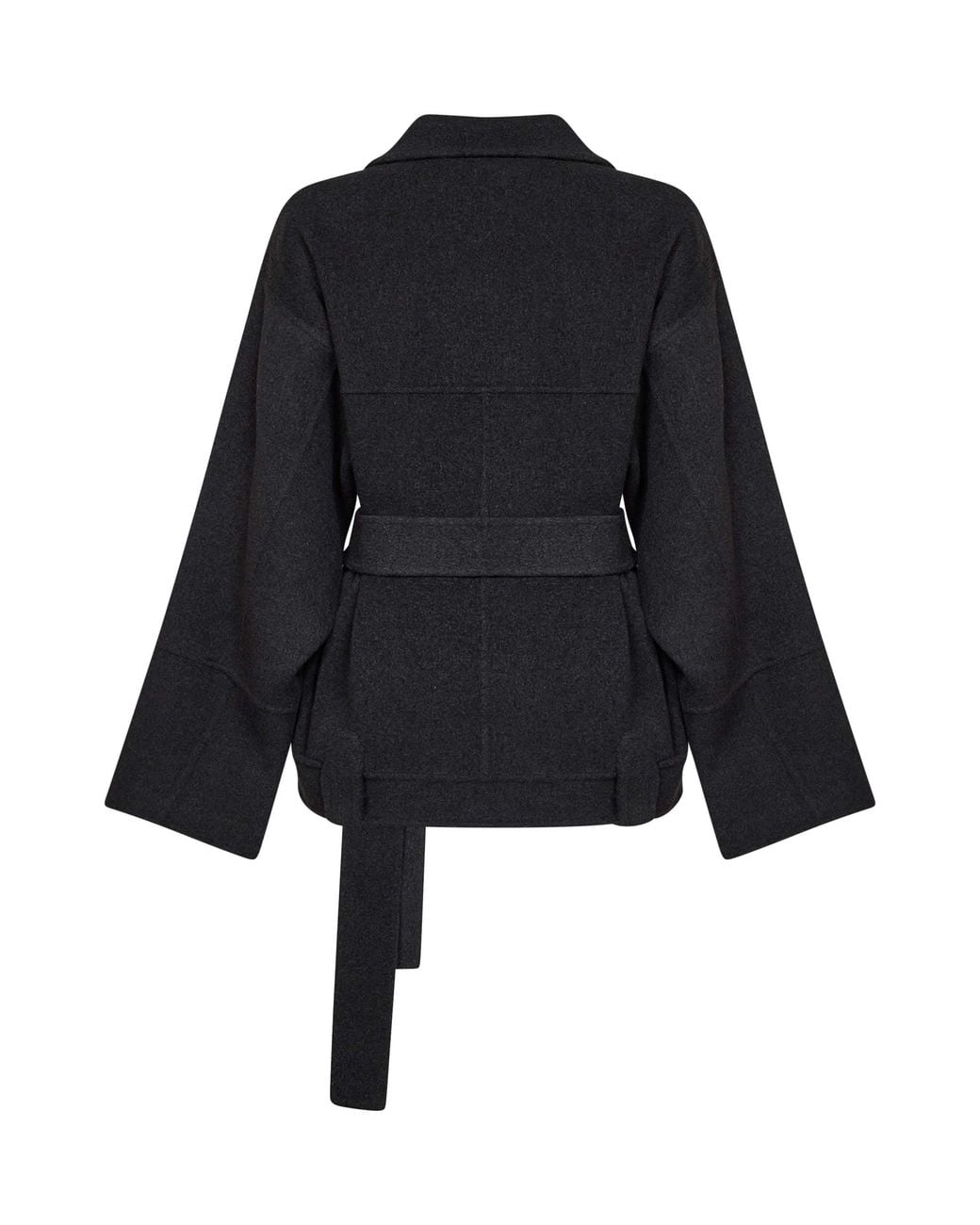 Khaite Blue Charcoal Double Wool Alder Short Belted Coat