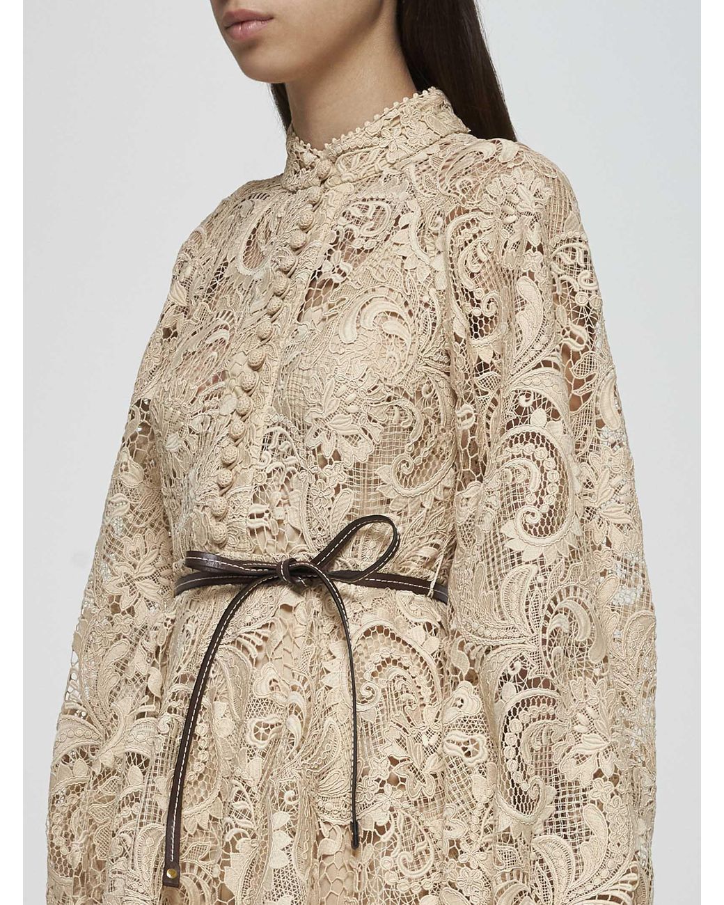 Zimmermann Waverly Lace Mini Dress in Natural | Lyst