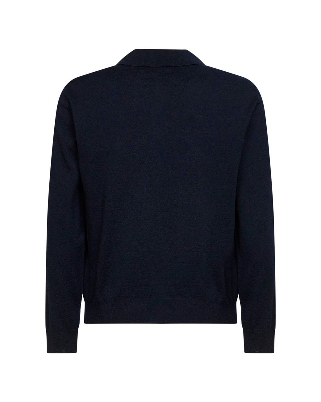 Valentino Blue Wool Knit Polo Shirt With Vlogo Patch for men