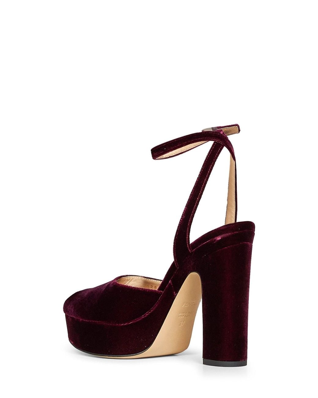 Fendi Red Burgundy After 9 Platform Peep-Toe Sandals