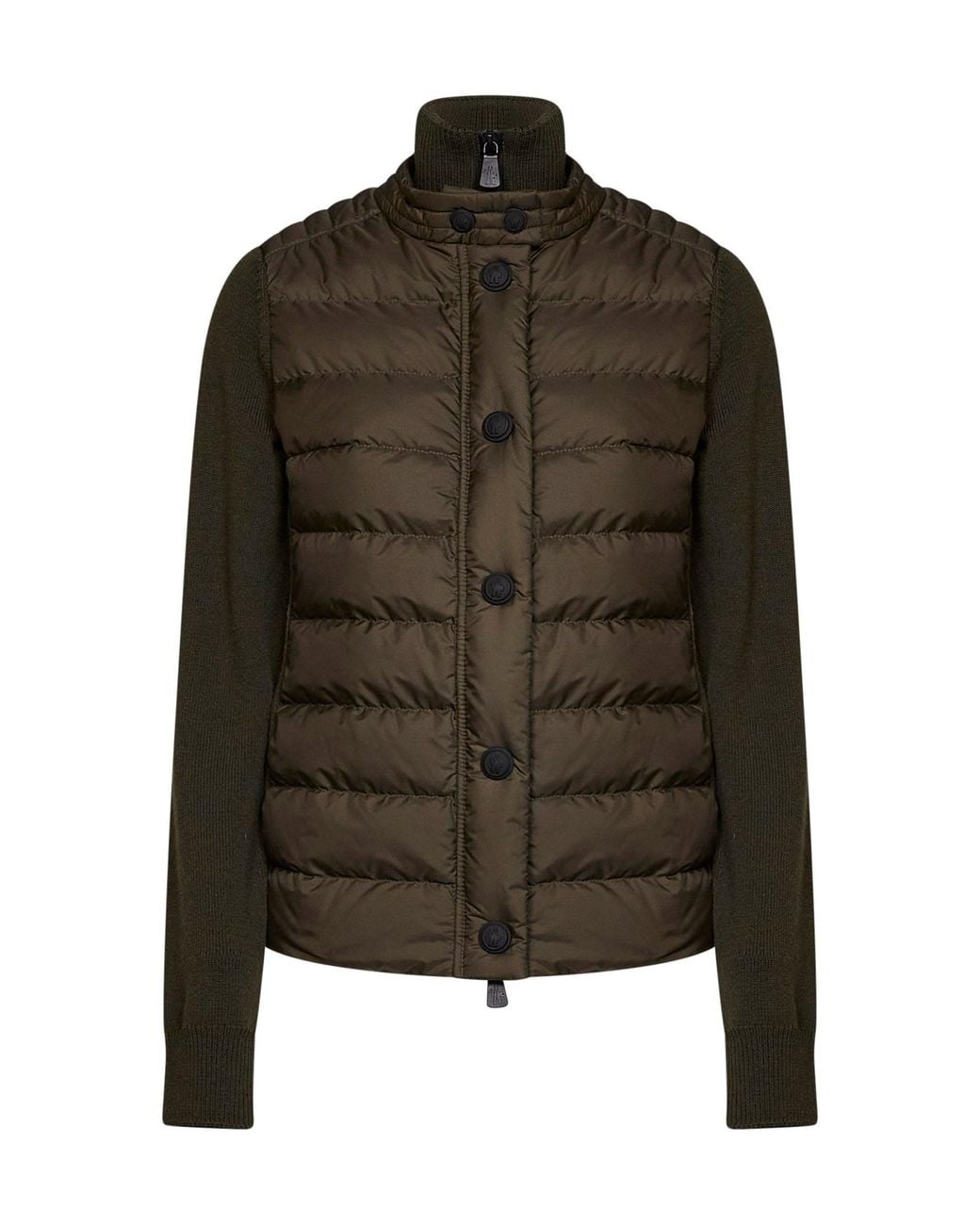 Moncler Brown Dark Stretch Wool-Blend Padded Cardigan