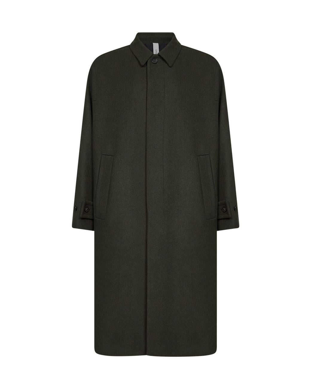 Hevò Black Wool-Blend Baia Del Monaco Long Trench Coat for men