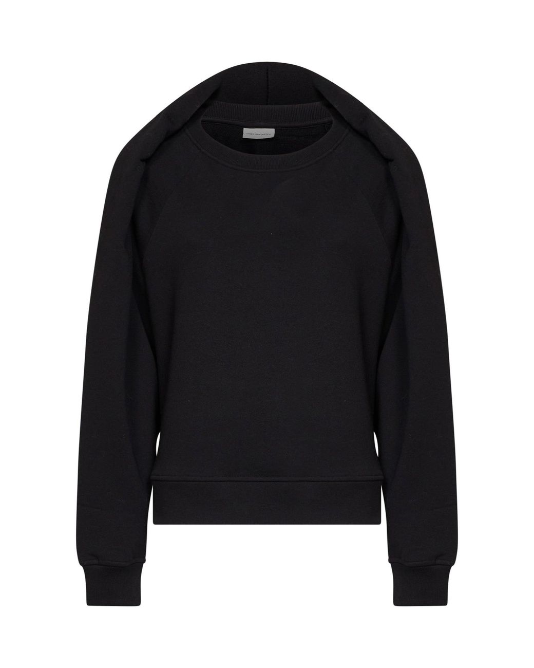 Dries Van Noten Black Cotton Hadrine Draped Sweatshirt